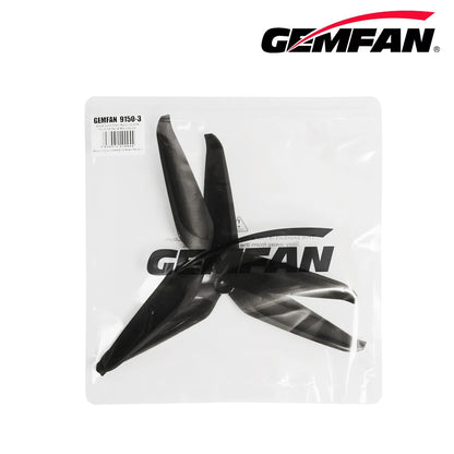 Gemfan 9150 Cinelifter Glass Fiber Nylon 3-Blade Propeller for 9 Inch FPV Drone (1CW + 1CCW) - Black