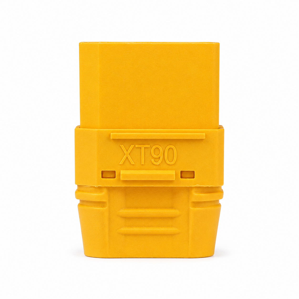 Rear view of Amass XT90 female connector for LiPo batteries.