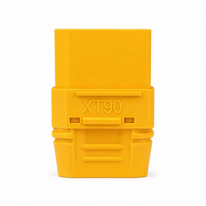 Rear view of Amass XT90 female connector for LiPo batteries.