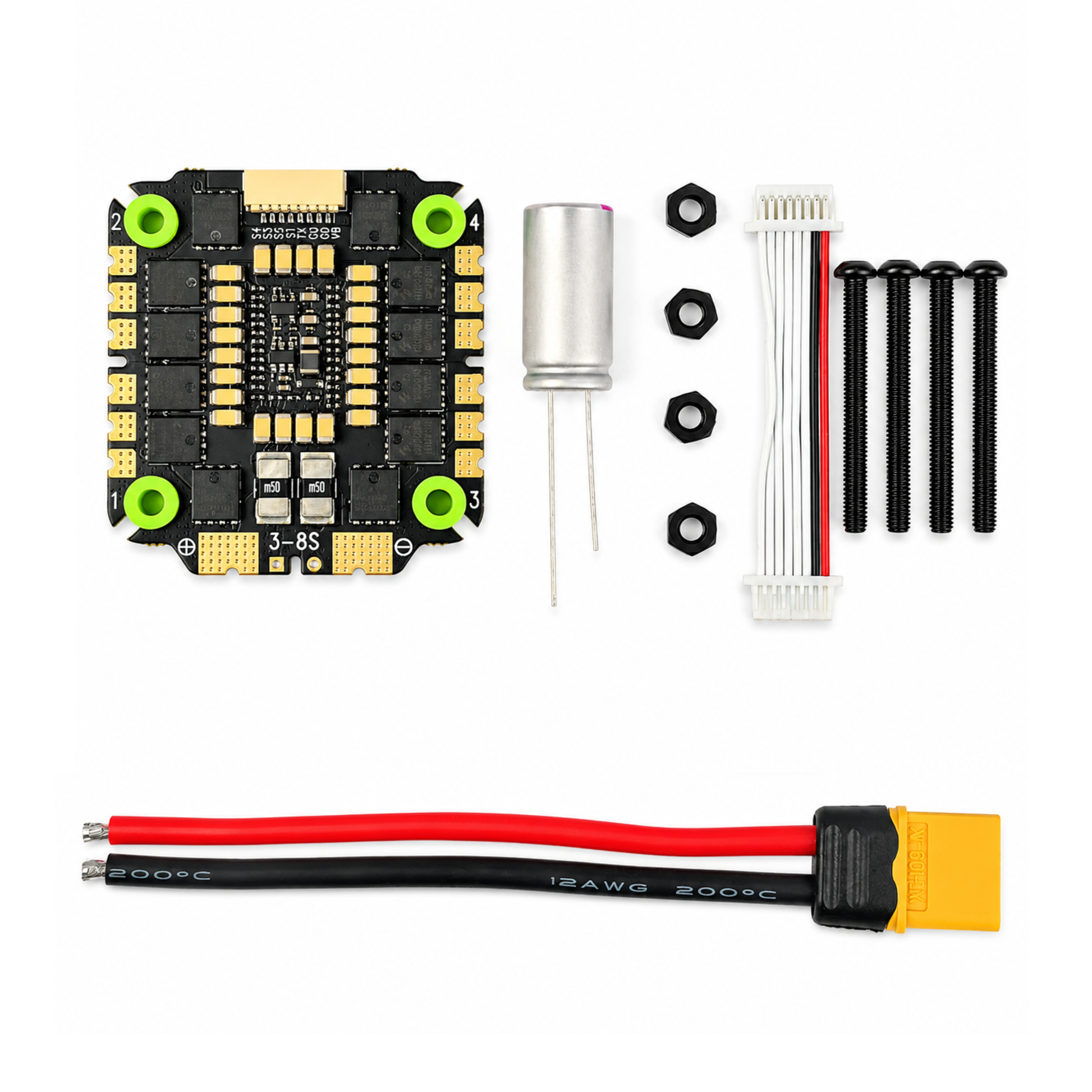 Aocoda-RC 3065 AM32 32Bit 65A 4-in-1 ESC with XT60 Cable, Capacitor and Accessories