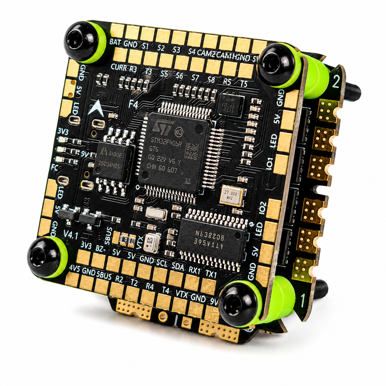 Front Angle View of Aocoda RC F405 65A V4 8Bit Stack