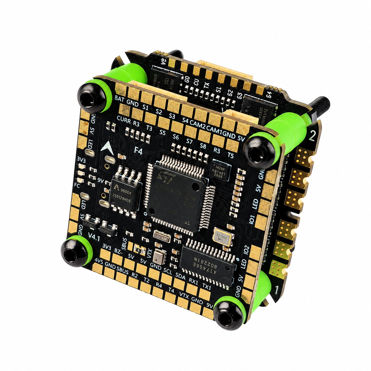 Side View of Aocoda RC F405 65A V4 8Bit Stack for FPV Drone