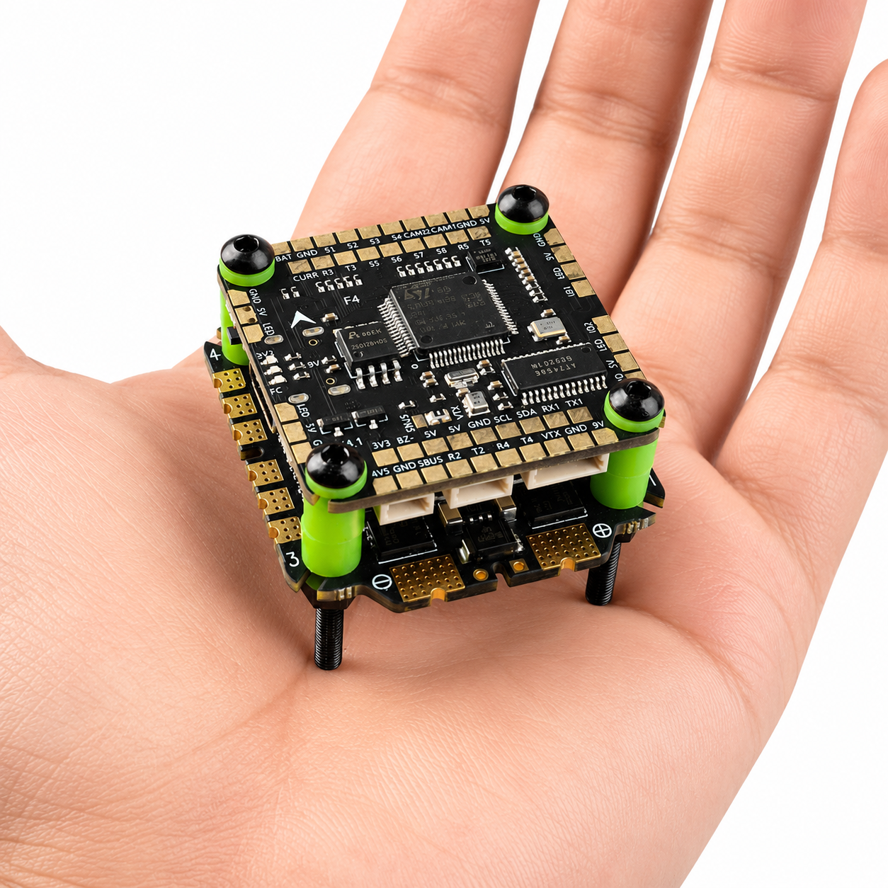 Aocoda RC F405 75A V4 8Bit Stack Held in Hand Showing Compact Size
