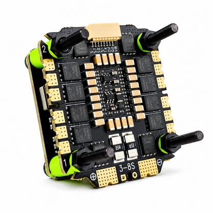 Rear View of Aocoda RC F405 75A V4 8Bit Flight Controller and ESC Stack
