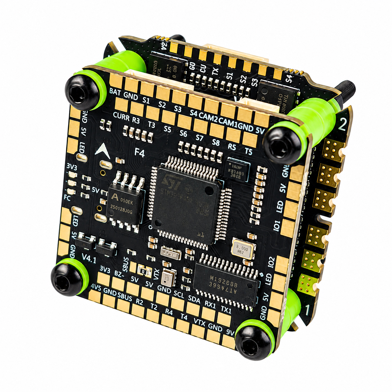 Side View of Aocoda RC F405 75A V4 8Bit Stack for FPV Drone
