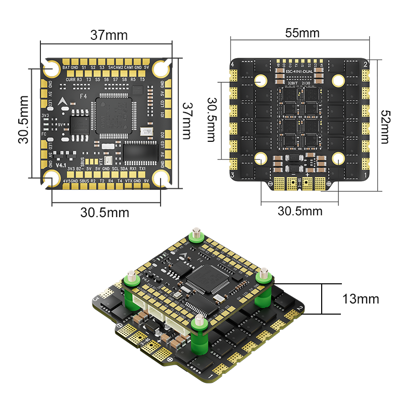 Aocoda RC F405 V4 100A AM32 Stack 30x30mm Flight Controller and ESC for FPV Drone