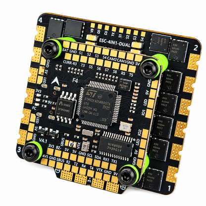 Front Angle View of Aocoda RC F405 V4 80A AM32 ESC Stack