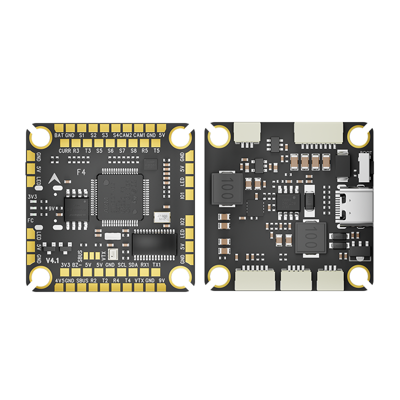 Front and Back View of Aocoda RC F405 V4 Flight Controller PCB