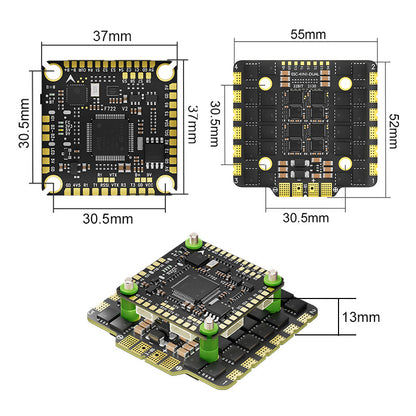 Dimension Diagram of Aocoda RC F722 V2 100A AM32 Stack 30x30mm