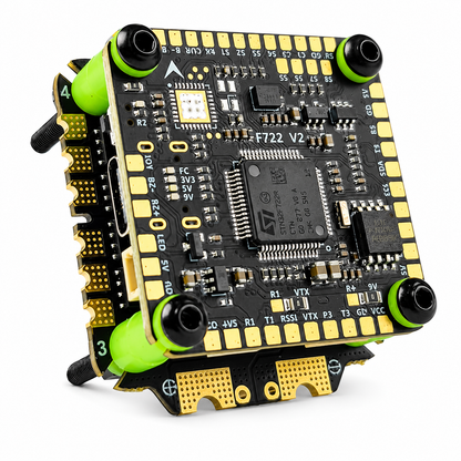 Aocoda-RC F722 V2 Flight Controller Stack with 55A 3055S ESC Front View for FPV Racing Drones