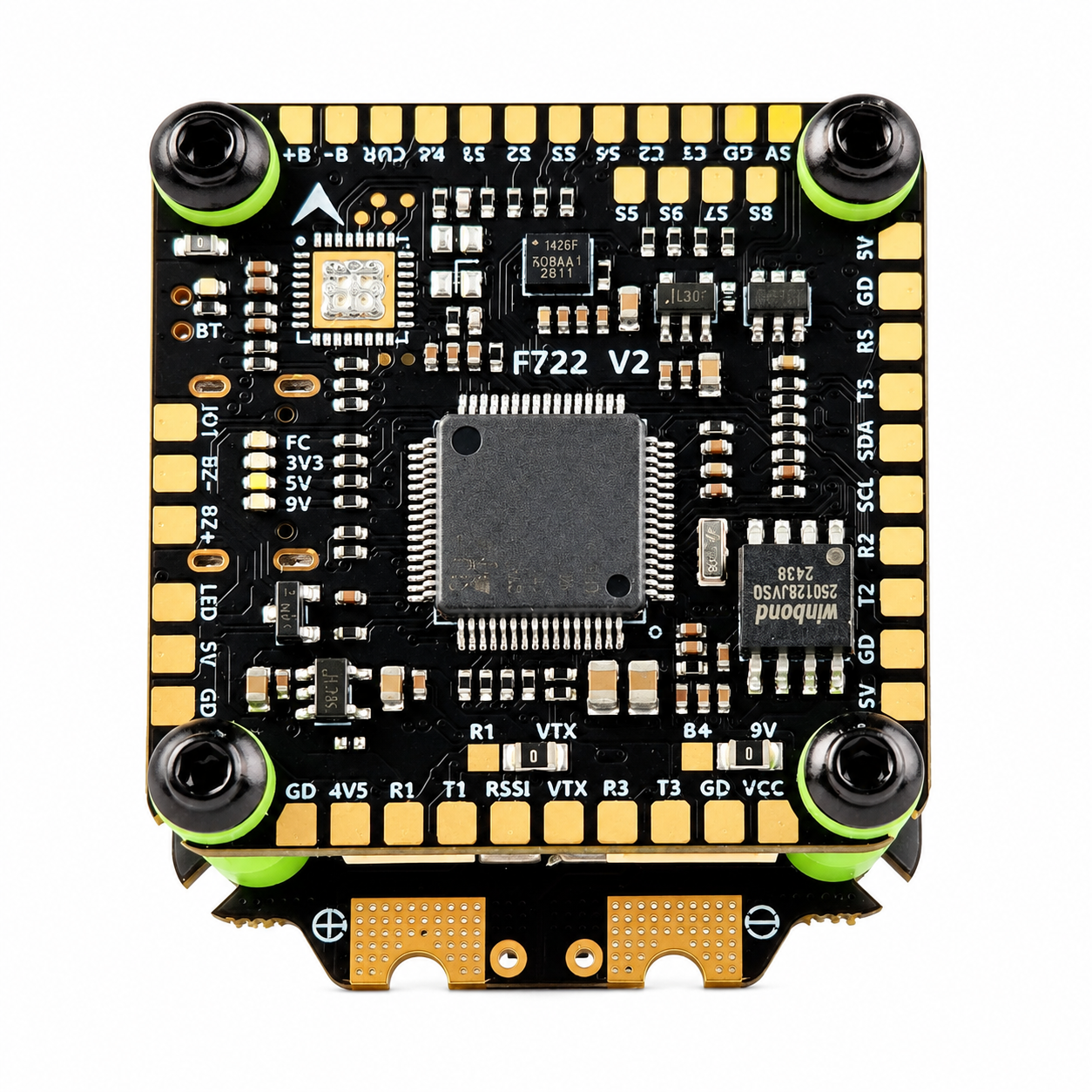 Aocoda-RC F722 V2 Flight Controller PCB with 75A 3075S ESC Stack Components