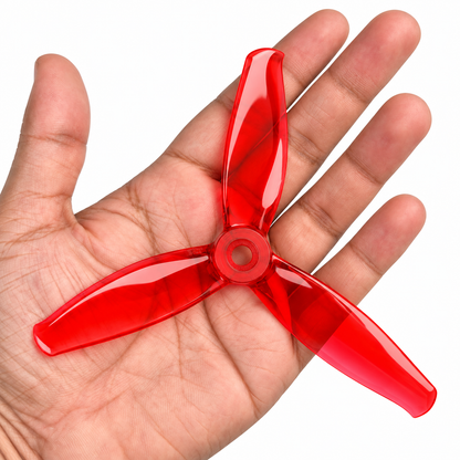 Gemfan 5155 PC 3-Blade Freestyle Propeller for 5 Inch FPV Drone (2CW + 2CCW) - Clear Red