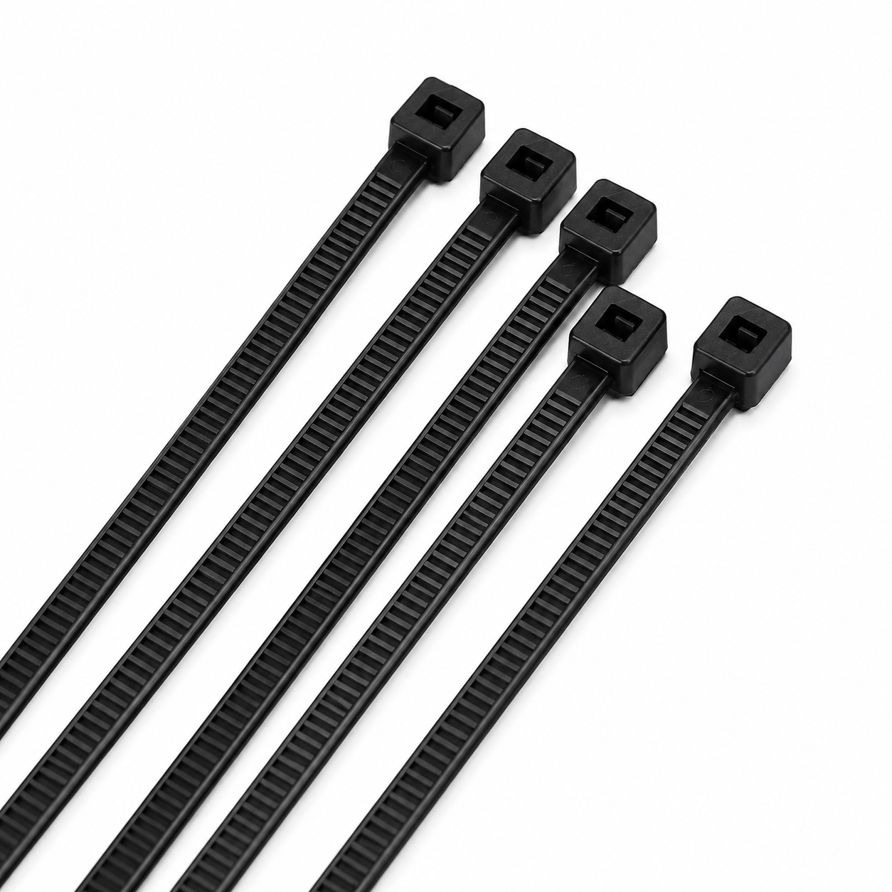 Bundle of 100 black nylon cable ties for cable management