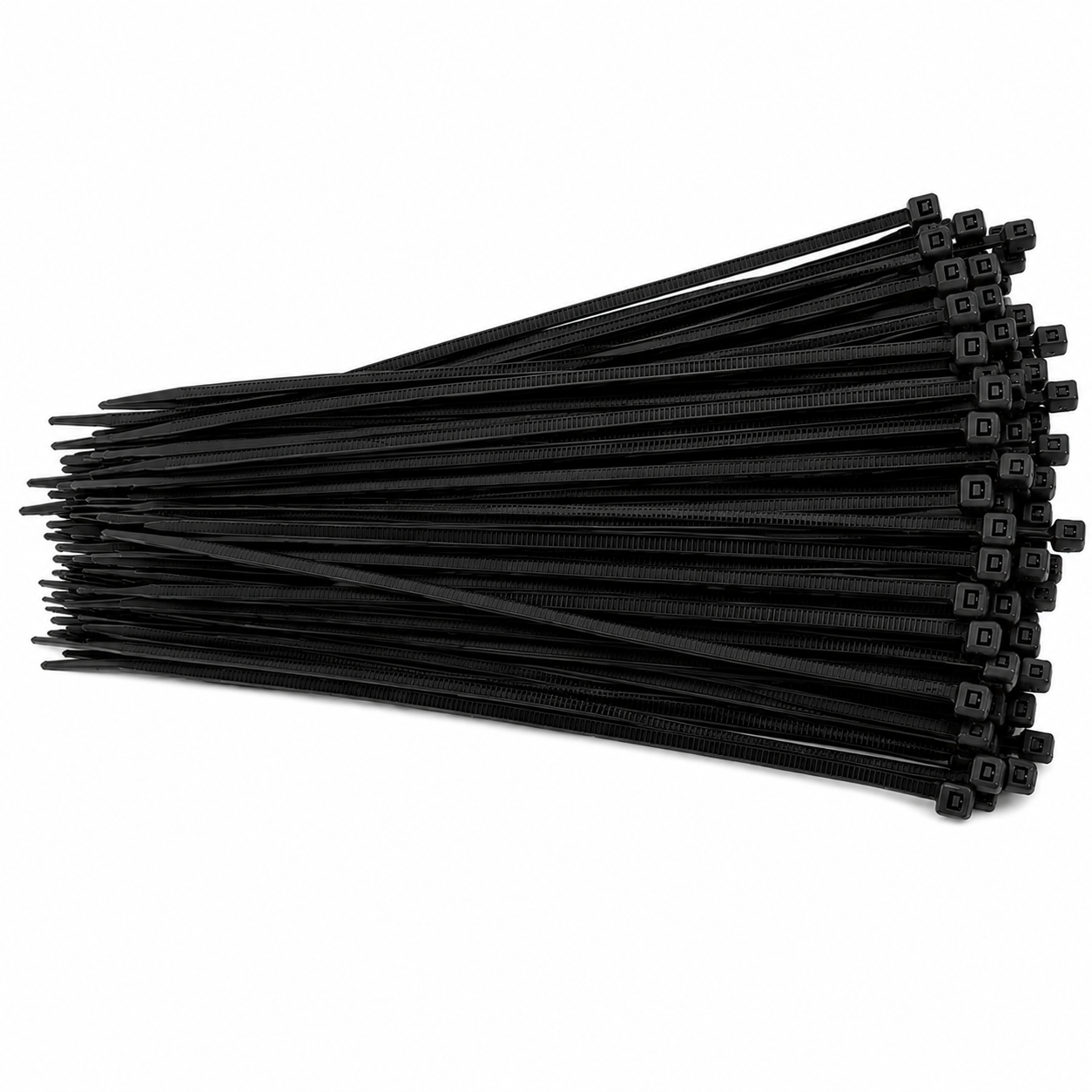 Black nylon zip ties 150mm bundle held in hand