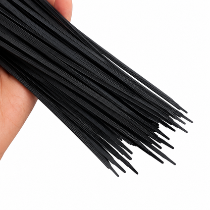 Black self-locking nylon cable ties 150mm for cable management