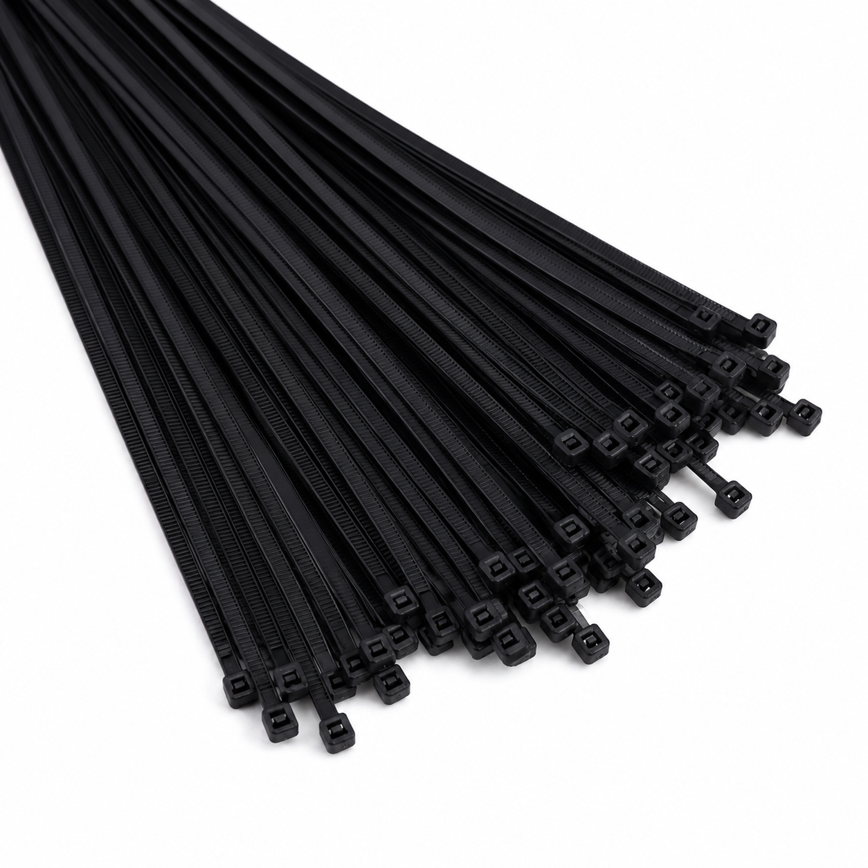 Black nylon zip ties with self locking heads for wire management