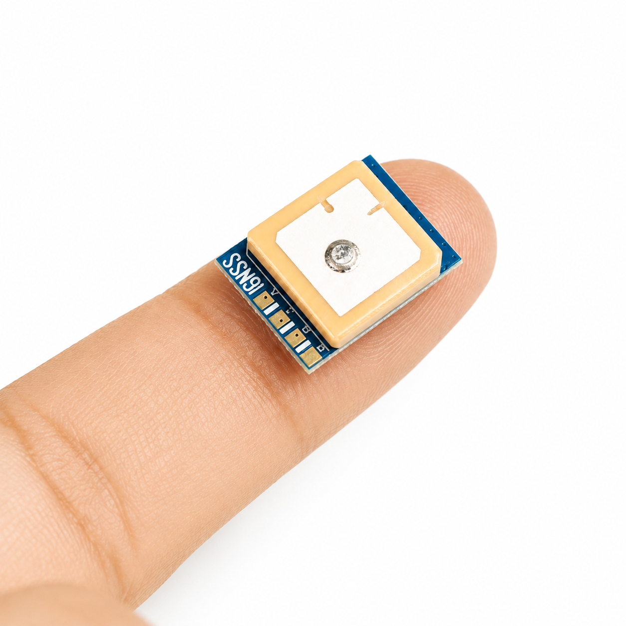 Top view of BZGNSS BZ-121 Compact M10 GPS Module shown in hand for size reference