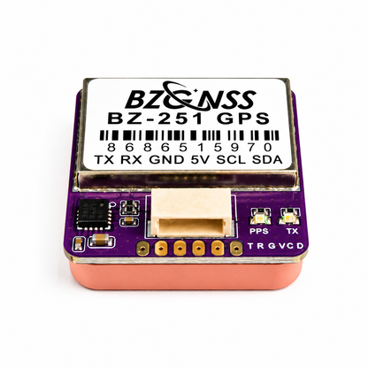 Bottom view of BZGNSS BZ-251 M10 GPS Module for FPV drone and UAV navigation