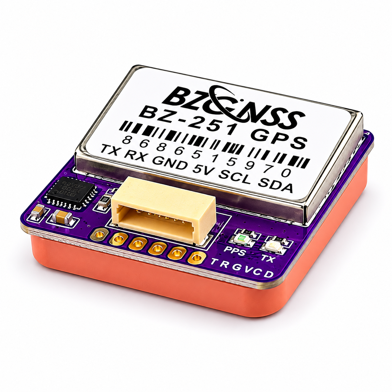 Side profile of BZGNSS BZ-251 M10 GPS Module with compact design for FPV drones