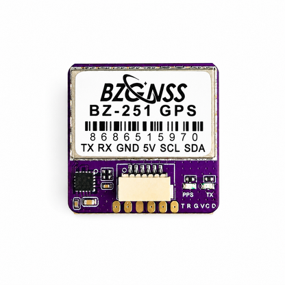Top view of BZGNSS BZ-251 M10 GPS Module featuring QMC5883 compass and u-blox M10 GNSS chipset
