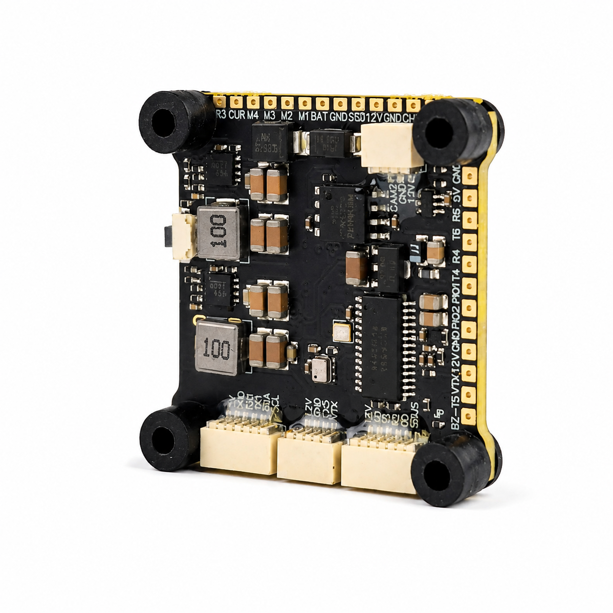 Electronic component layout on DakeFPV F405 FC