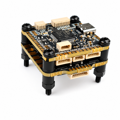 Fully assembled DakeFPV F405 stack with mounting hardware