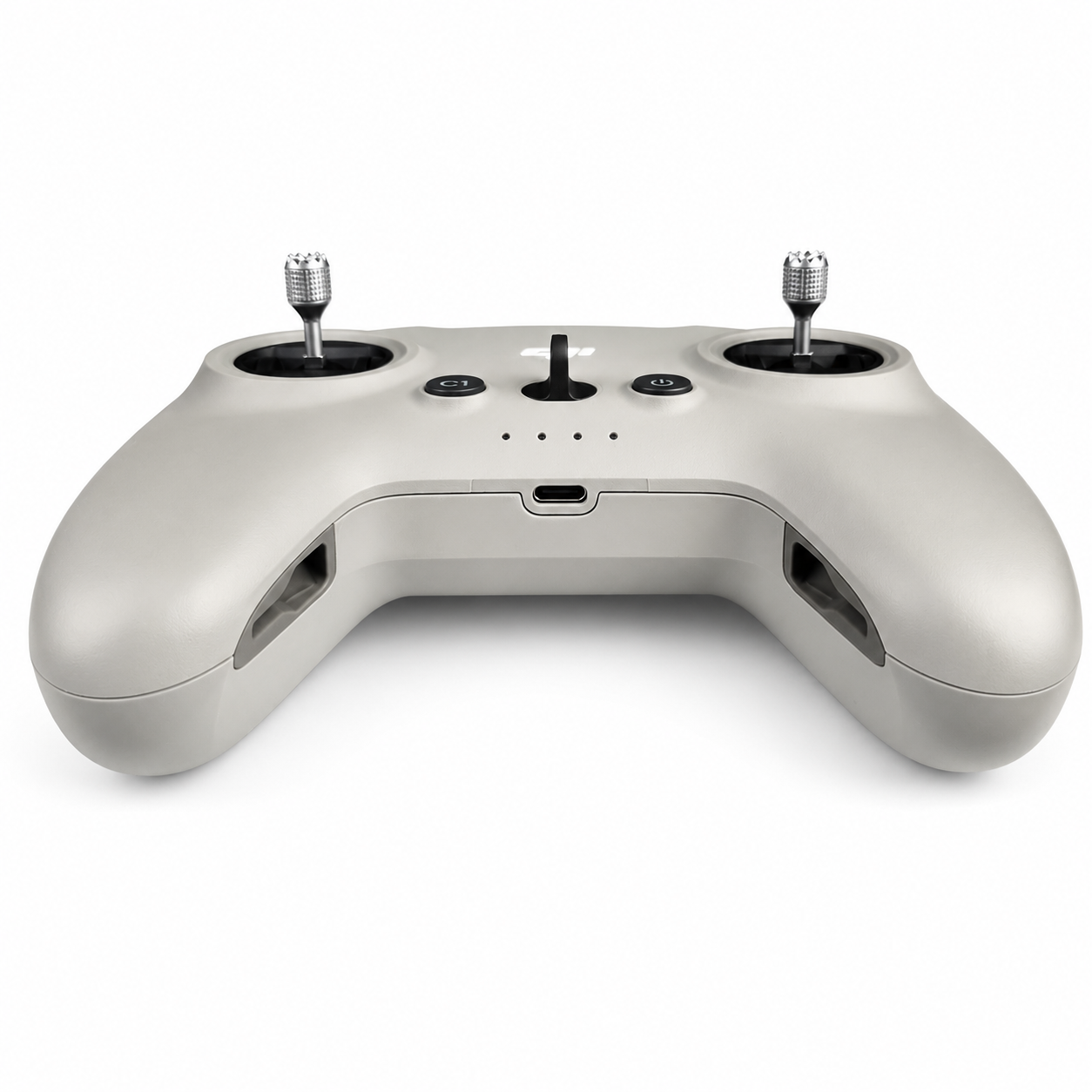 Bottom view of DJI FPV Remote Controller 3 showing the USB-C charging port