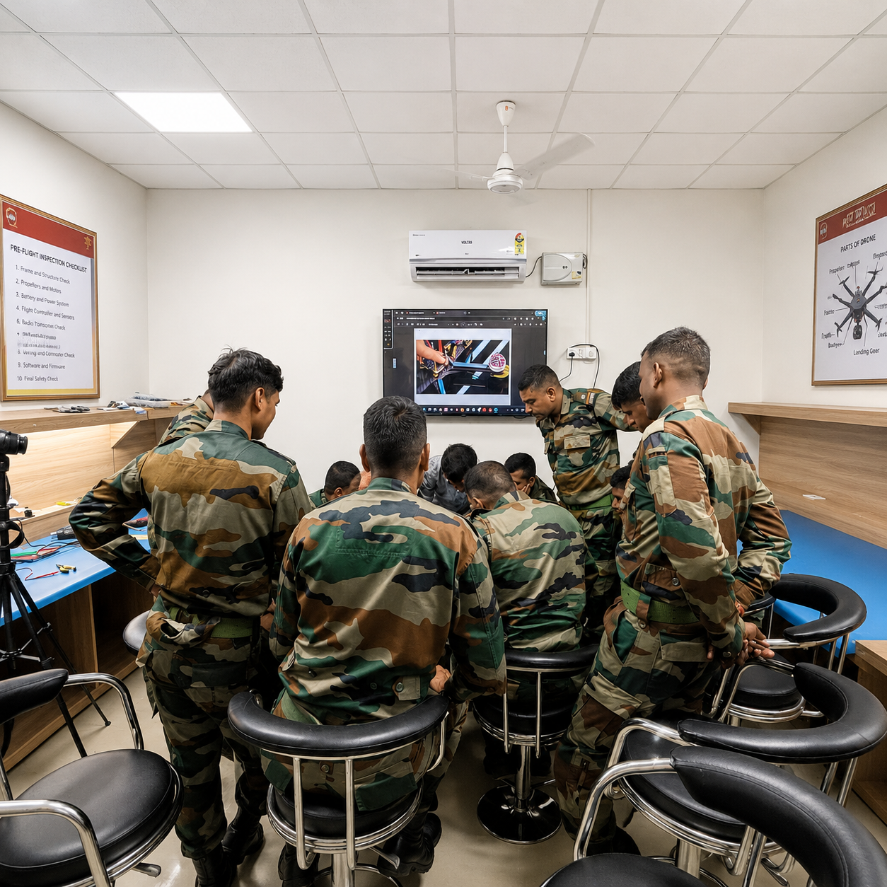 Drone bench testing and component testing during hands-on workshop training