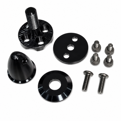 Drone propeller adapter coupler with mounting parts and screws