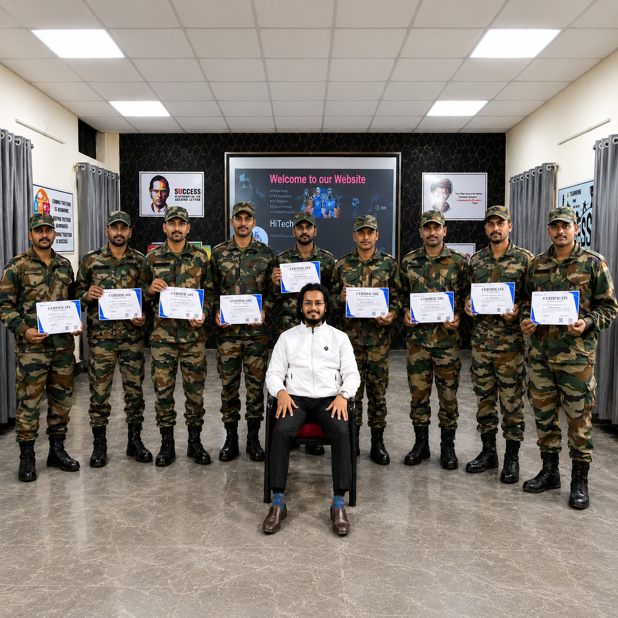 Certificate distribution after successful completion of drone workshop training
