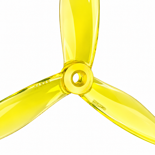 Gemfan 5155 PC 3-Blade Freestyle Propeller for 5 Inch FPV Drone (2CW + 2CCW) - Clear Yellow