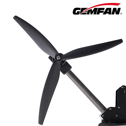 Gemfan 1507 Cinelifter Glass Fiber Nylon 3-Blade Propeller for 15 Inch FPV Drone (1CW + 1CCW) - Black