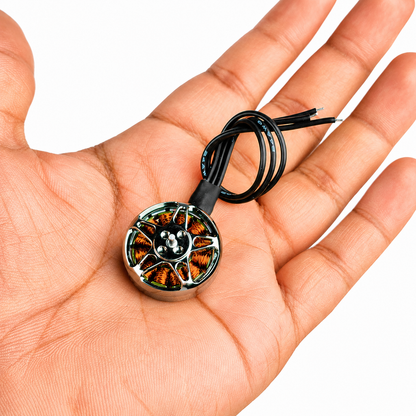Emax ECOII 2004 brushless motor shown in hand for size comparison