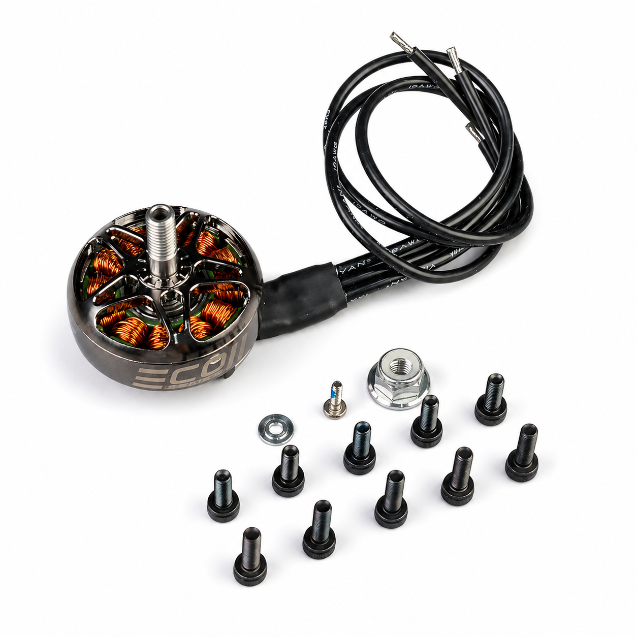 Emax ECOII 2807 1700KV motor with mounting screws and accessories