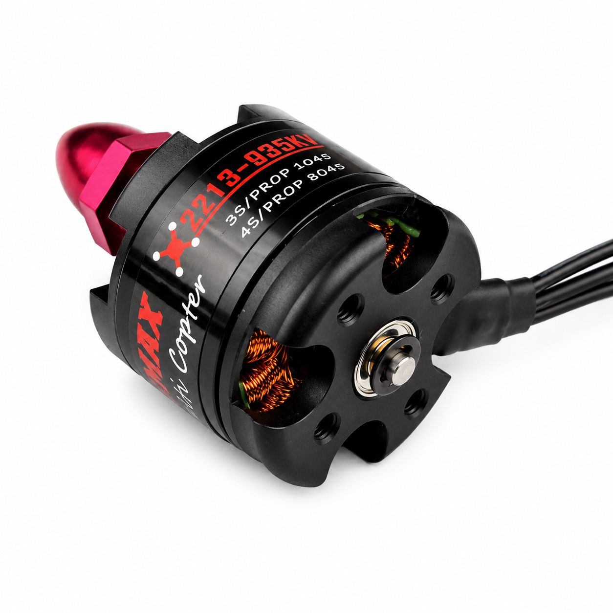 Close-up view of EMAX MT2213 935KV brushless motor