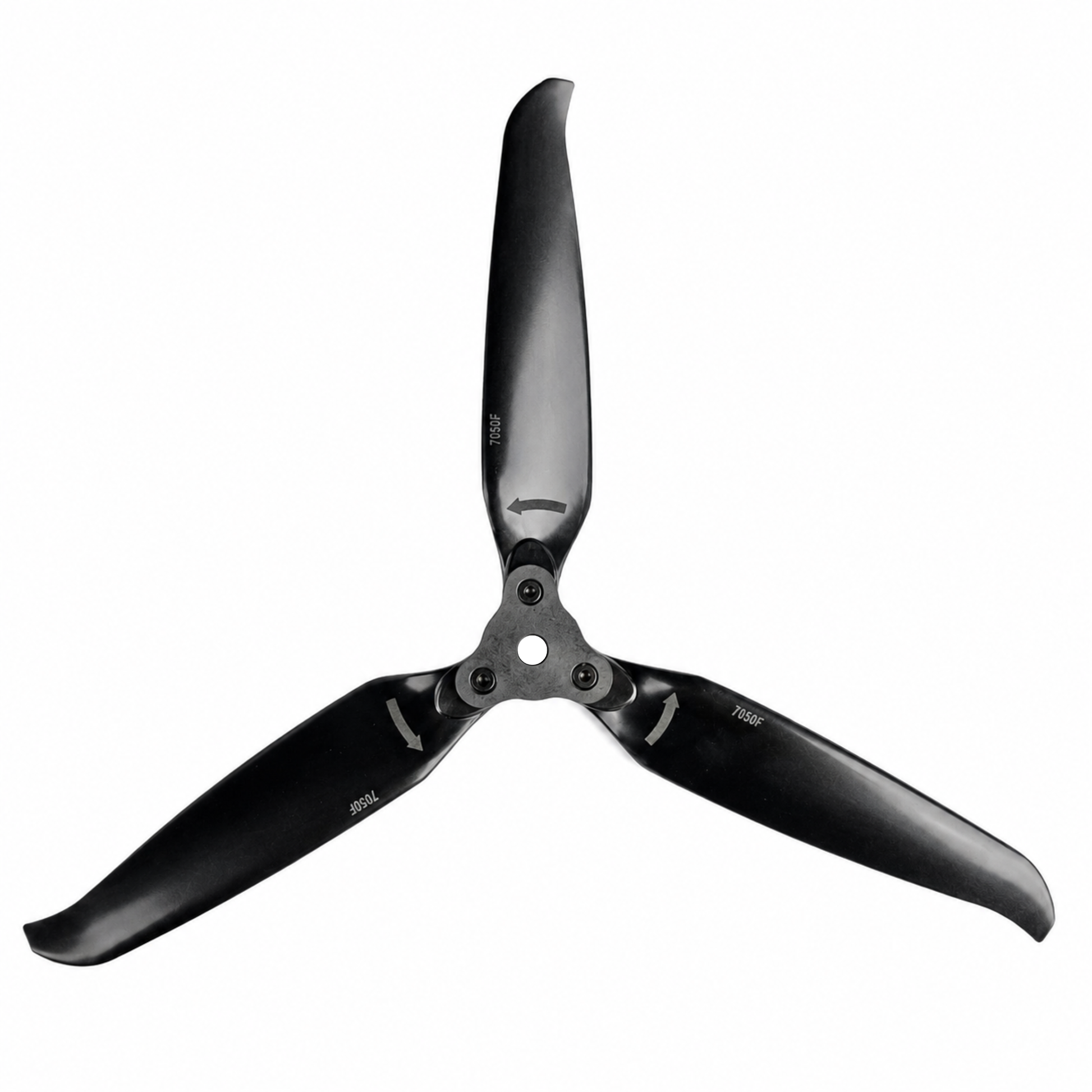 F7036 3 Blade Folding Drone Propeller Angled View Black