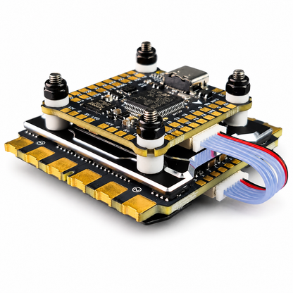 Mounted FlyfishRC F405 FC and ESC stack assembly