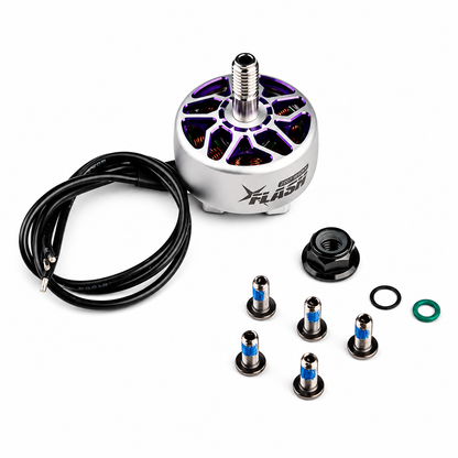 FlyFishRC Flash 2207 motor with mounting hardware and accessories