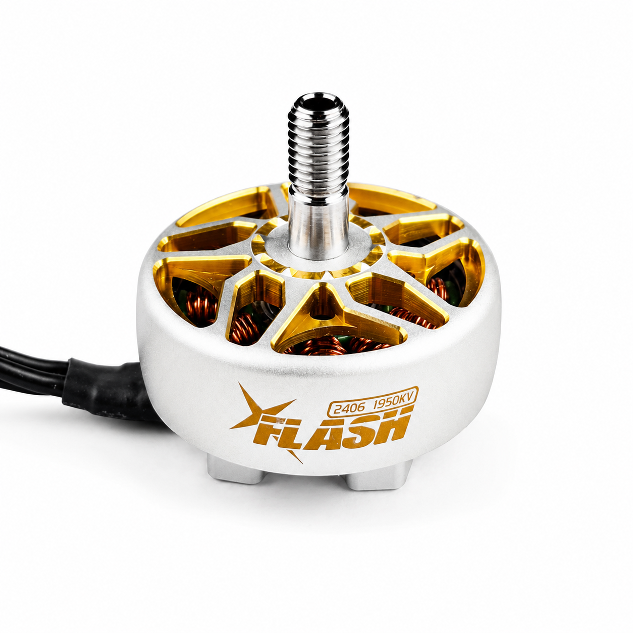 Top angled view of FlyFishRC Flash 2406 1950KV motor