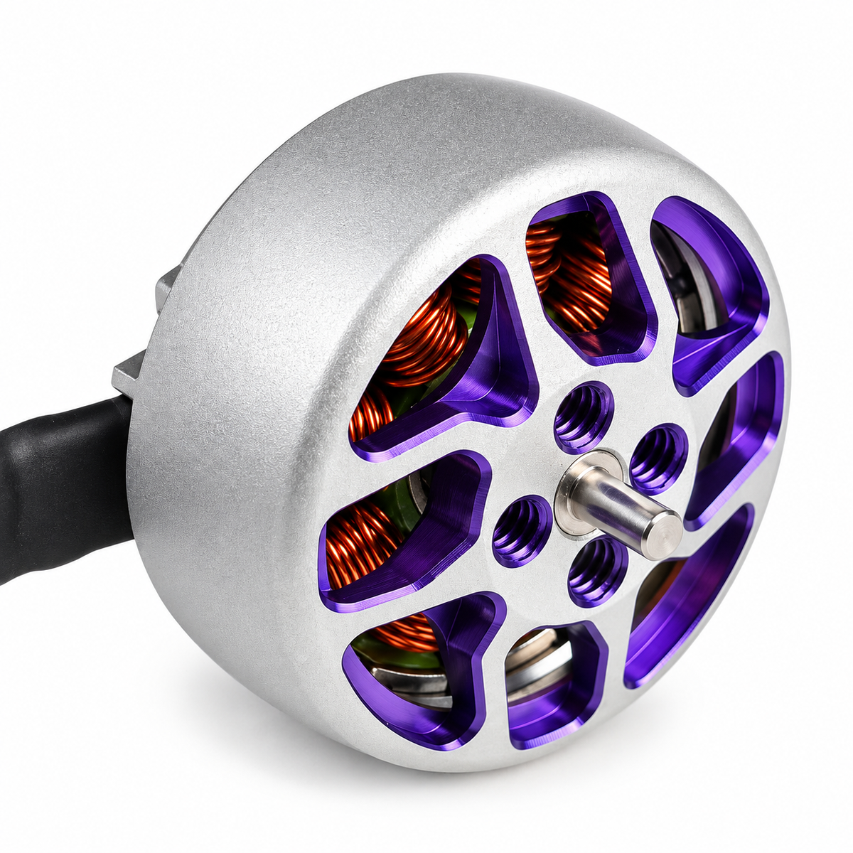 FlyFishRC Flash 1404 4500KV FPV motor in grey and purple finish for micro drone builds