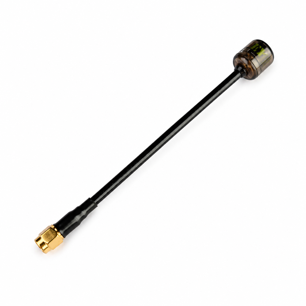 Angled side view of FlyFishRC Osprey LHCP FPV antenna