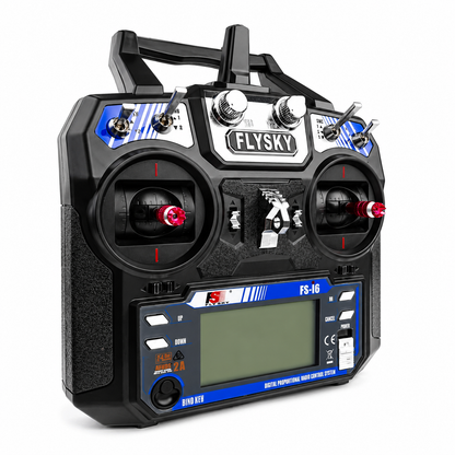 Front view of FlySky FS-i6 6-channel radio transmitter
