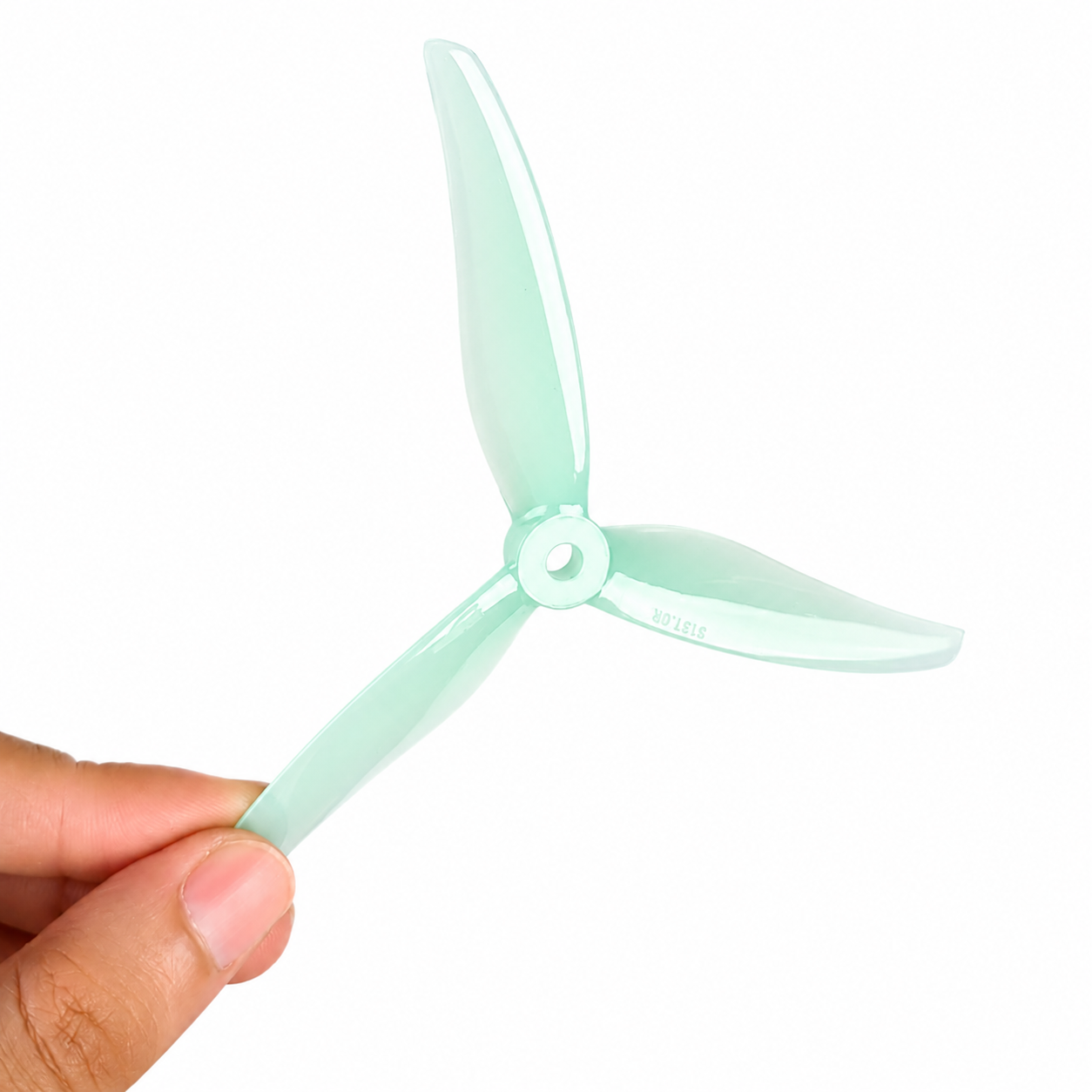 Close up of Gemfan 5131 Fury 3 blade drone propeller