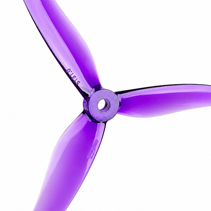 Four Gemfan 5131.0 Fury Purple 5-inch FPV Propellers arranged together