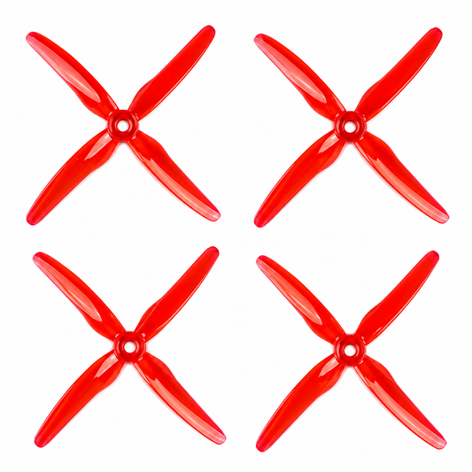  Gemfan 51455 4 Blade Hurricane Clear Red Propeller Set (2CW+2CCW) for FPV Drone