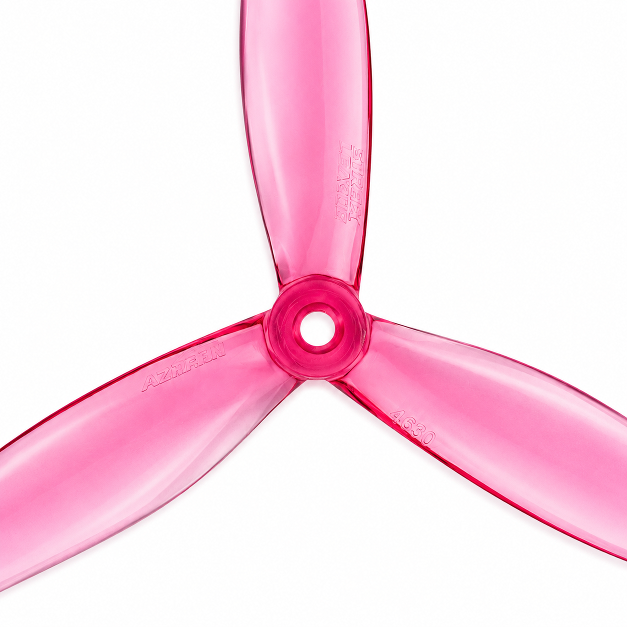 Close-up of Gemfan 7043 Hurricane Clear Pink 3 Blade Propeller
