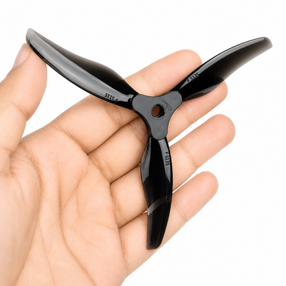 Gemfan F5135 Clear Grey 3 Blade Propeller Angled View