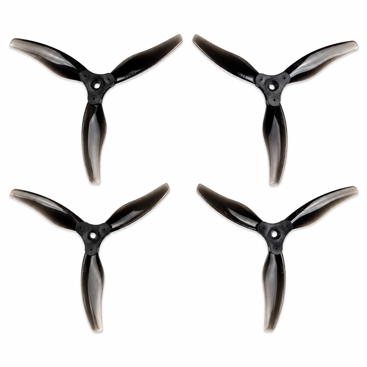 Gemfan F5135 Clear Grey 3 Blade Propellers Top View