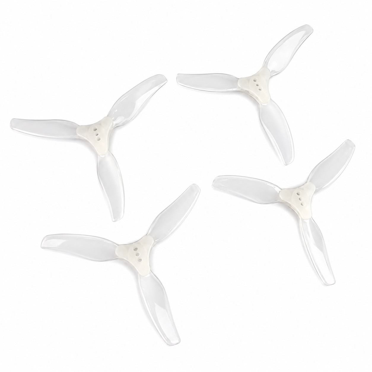 Gemfan F6030 White 3 Blade Propeller Angled View