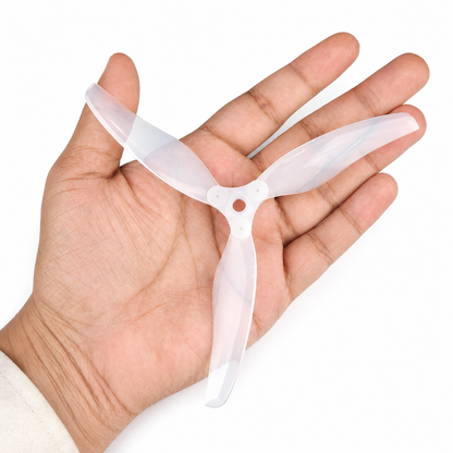  Gemfan F6030 White 3 Blade Propeller Held in Hand